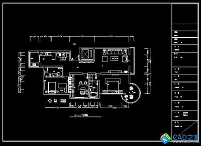 现代简约三房住宅室内装修施工图附效果图下载 -CAD之家